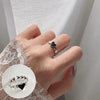 S925 Silver Plated Wide Brimmed Retro Fashion Heavy Industry Geometric Wave Open Finger Ring For Women Copper Material With Electroplating