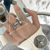 S925 Silver Plated Wide Brimmed Retro Fashion Heavy Industry Geometric Wave Open Finger Ring For Women Copper Material With Electroplating