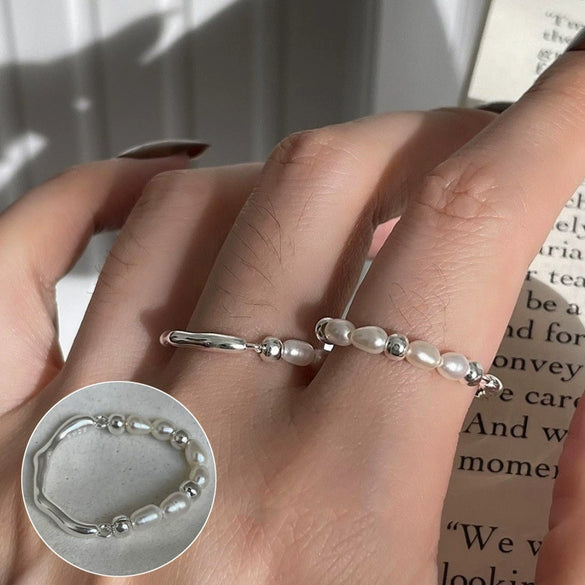 S925 Silver Plated Wide Brimmed Retro Fashion Heavy Industry Geometric Wave Open Finger Ring For Women Copper Material With Electroplating