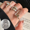 S925 Silver Plated Wide Brimmed Retro Fashion Heavy Industry Geometric Wave Open Finger Ring For Women Copper Material With Electroplating
