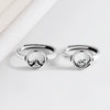 S925 Silver Retro Open Couple Ring With Electroplated Vintage Pattern Adjustable Fashion Band