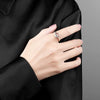 S925 Silver Retro Open Couple Ring With Electroplated Vintage Pattern Adjustable Fashion Band