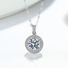 S925 Silver Round Pendant Necklace With Moissanite Inlay Electroplated Geometric Clavicle Chain For Women