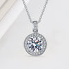 S925 Silver Round Pendant Necklace With Moissanite Inlay Electroplated Geometric Clavicle Chain For Women