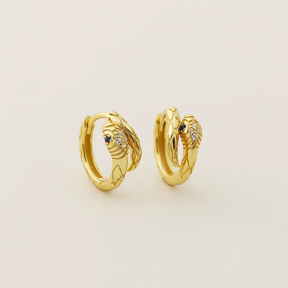 S925 Silver Snake Zircon Electroplated Unisex Earrings