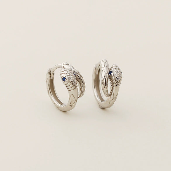 S925 Silver Snake Zircon Electroplated Unisex Earrings