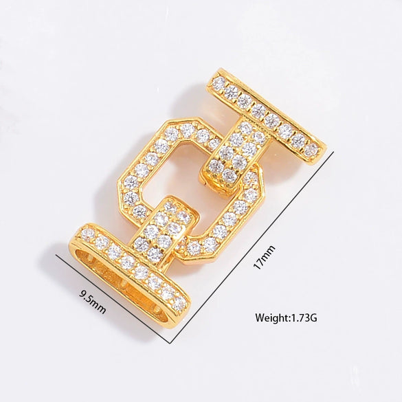 S925 Silver Square Buckle Zirconia Fashion Connection Buckle For Bracelet Necklace