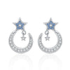 S925 Silver Star Shape Diamond Encrusted Women's Earrings Light Luxury Style