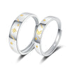 S925 Silver Sun Moon And Star Geometric Couple Rings Adjustable Open Ring Pair Electroplated Matching Rings For Women And Men