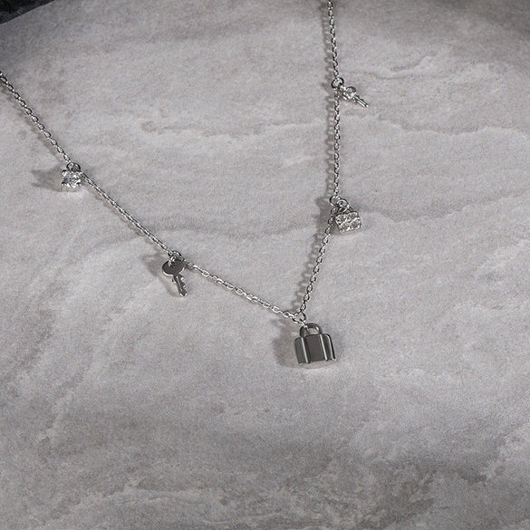 S925 Sterling Silver  Light Luxury Round Necklace Women's All  Match Personalized Gold Short Simple Stacked Clavicle Chain