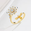 S925 Sterling Silver Adjustable Daisy Flower Bee Ring For Women Elegant Rotatable Floral Design With Electroplated Finish