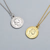 S925 Sterling Silver Ancient Coin Pendant Necklace For Women Geometric Queen Coin Collarbone Chain With Electroplated Finish