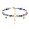 S925 Sterling Silver And Pearl Bracelet With Colorful Glass Beads Zircon Tassel Pendant And Geometric Design Electroplated
