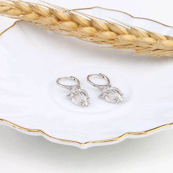 S925 Sterling Silver Animal Shape Owl Earrings French Retro Creative Design