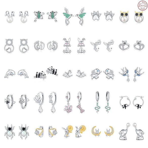 S925 Sterling Silver Animal Zodiac Earrings With Electroplating