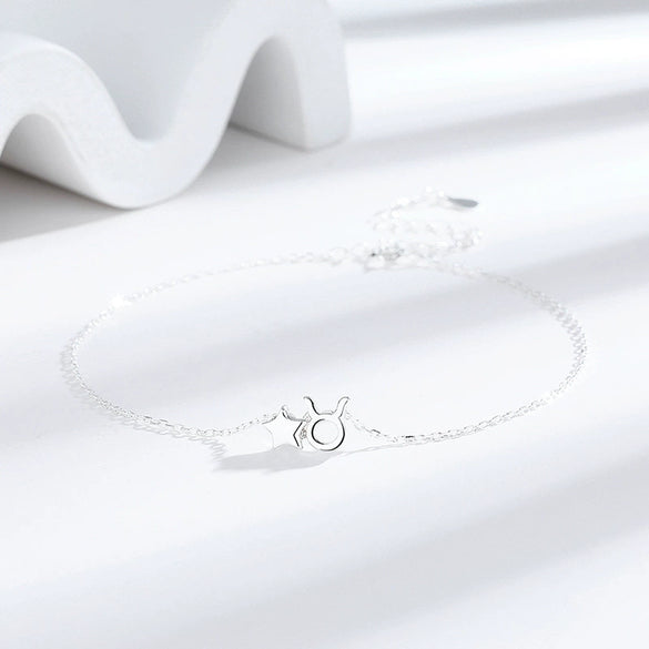S925 Sterling Silver Anklet With Star Shape And Constellation Pattern Electroplated Jewelry