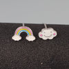 S925 Sterling Silver Asymmetric Rainbow Cloud Stud Earrings For Women Simple Geometric Electroplated Earrings