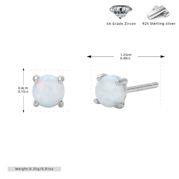 S925 Sterling Silver Australian Gemstone Women's Mini Cute Artistic Fresh Colorful Simple Allmatch Ushape Earrings With Electroplating