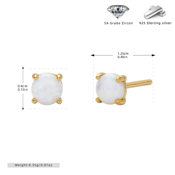 S925 Sterling Silver Australian Gemstone Women's Mini Cute Artistic Fresh Colorful Simple Allmatch Ushape Earrings With Electroplating