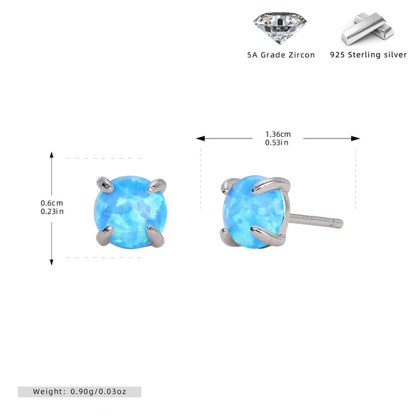 S925 Sterling Silver Australian Gemstone Women's Mini Cute Artistic Fresh Colorful Simple Allmatch Ushape Earrings With Electroplating