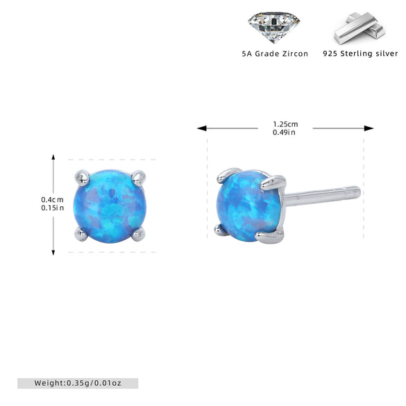 S925 Sterling Silver Australian Gemstone Women's Mini Cute Artistic Fresh Colorful Simple Allmatch Ushape Earrings With Electroplating