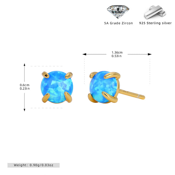S925 Sterling Silver Australian Gemstone Women's Mini Cute Artistic Fresh Colorful Simple Allmatch Ushape Earrings With Electroplating