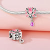 S925 Sterling Silver Beaded Leaf Clover Rose Pendant Diy Bracelet Jewelry Accessories With Epoxy Process