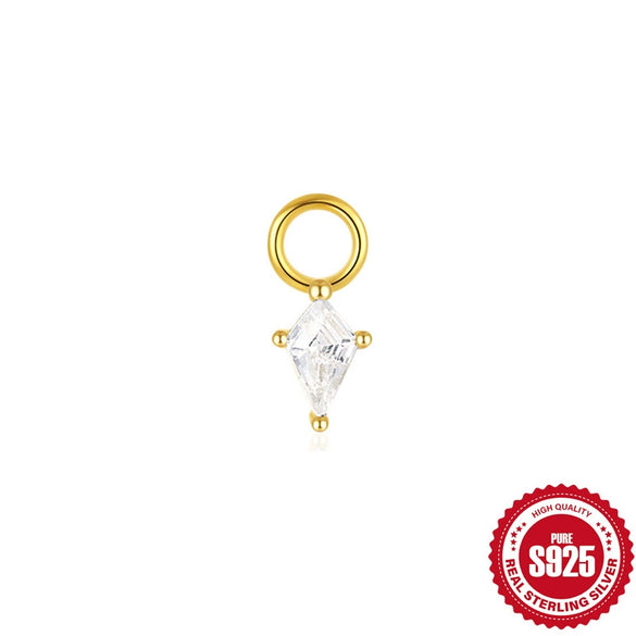 S925 Sterling Silver Beads Pendant Earrings With Diamond Zircon Simple Style Geometric Shape Eight Eyes Pattern Electroplating Processing