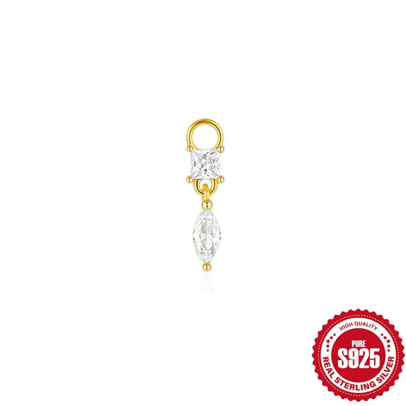 S925 Sterling Silver Beads Pendant Earrings With Diamond Zircon Simple Style Geometric Shape Eight Eyes Pattern Electroplating Processing