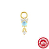S925 Sterling Silver Beads Pendant Earrings With Diamond Zircon Simple Style Geometric Shape Eight Eyes Pattern Electroplating Processing