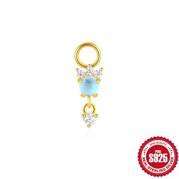S925 Sterling Silver Beads Pendant Earrings With Diamond Zircon Simple Style Geometric Shape Eight Eyes Pattern Electroplating Processing