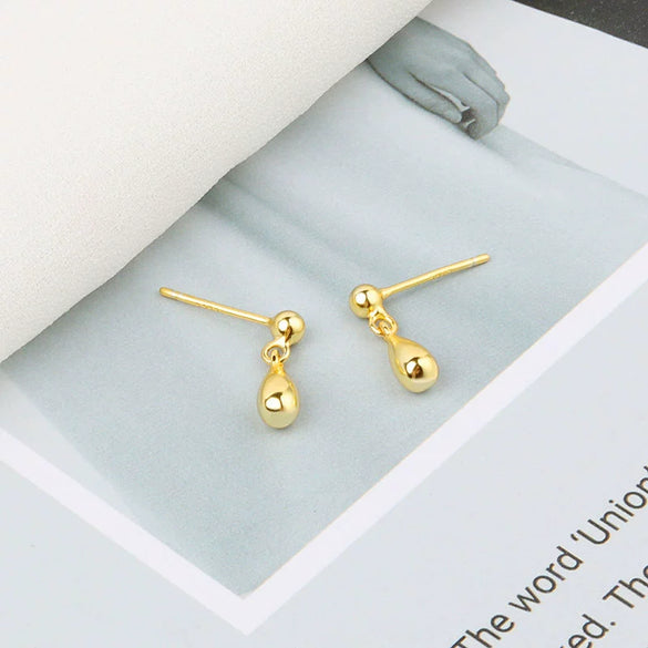 S925 Sterling Silver Bean Heart Drop Earrings Electroplated Light Luxury Simple Style Jewelry For Women
