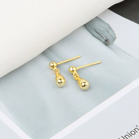 S925 Sterling Silver Bean Heart Drop Earrings Electroplated Light Luxury Simple Style Jewelry For Women