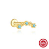 S925 Sterling Silver Blue Pine Single Layer Stacked Smiley Geometric Design Electroplated Piercing Earrings Ear Cuffs For Women