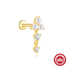 S925 Sterling Silver Blue Pine Single Layer Stacked Smiley Geometric Design Electroplated Piercing Earrings Ear Cuffs For Women