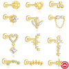 S925 Sterling Silver Blue Pine Single Layer Stacked Smiley Geometric Design Electroplated Piercing Earrings Ear Cuffs For Women