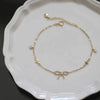 S925 Sterling Silver Bow And Flower Patterned Bracelet For Women 14K Gold Plated