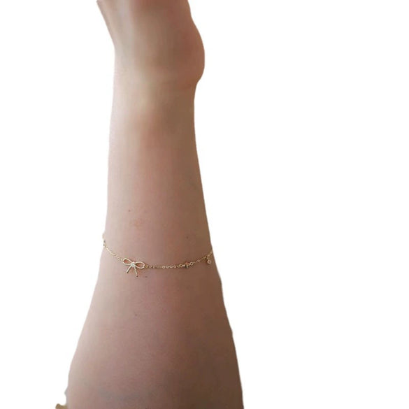 S925 Sterling Silver Bow And Flower Patterned Bracelet For Women 14K Gold Plated