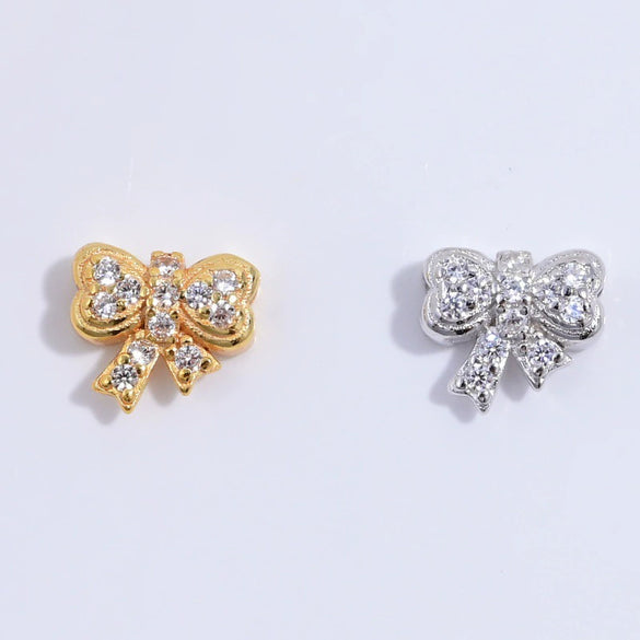S925 Sterling Silver Bow Beaded Zirconia Jewelry Accessories For Bracelet And Necklace