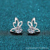 S925 Sterling Silver Bow Butterfly Women's Fourclaw Electroplated Earrings