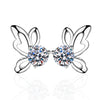 S925 Sterling Silver Bow Butterfly Women's Fourclaw Electroplated Earrings