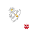 S925 Sterling Silver Bow Element Creative Rotary Decompression Opening Adjustable Ring With Geometric Pattern And Real Gold Plating