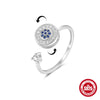 S925 Sterling Silver Bow Element Creative Rotary Decompression Opening Adjustable Ring With Geometric Pattern And Real Gold Plating