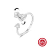 S925 Sterling Silver Bow Element Creative Rotary Decompression Opening Adjustable Ring With Geometric Pattern And Real Gold Plating