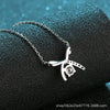 S925 Sterling Silver Bow Necklace With Fourclaw Moissanite Simulated Diamond Electroplated