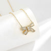 S925 Sterling Silver Bow Necklace With Micro Inlaid Zircon Pendant Electroplated Cross Chain Sweet Fresh Style For Women