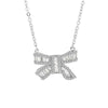 S925 Sterling Silver Bow Necklace With Micro Inlaid Zircon Pendant Electroplated Cross Chain Sweet Fresh Style For Women