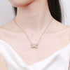 S925 Sterling Silver Bow Necklace With Micro Inlaid Zircon Pendant Electroplated Cross Chain Sweet Fresh Style For Women