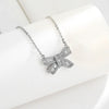 S925 Sterling Silver Bow Necklace With Micro Inlaid Zircon Pendant Electroplated Cross Chain Sweet Fresh Style For Women