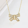 S925 Sterling Silver Bow Necklace With Micro Inlaid Zircon Pendant Electroplated Cross Chain Sweet Fresh Style For Women